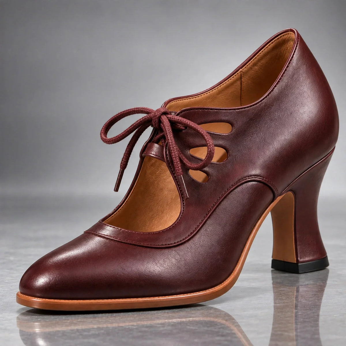 AUDREY™ | Décolleté in Pelle con Lacci e Tacco Curvo
