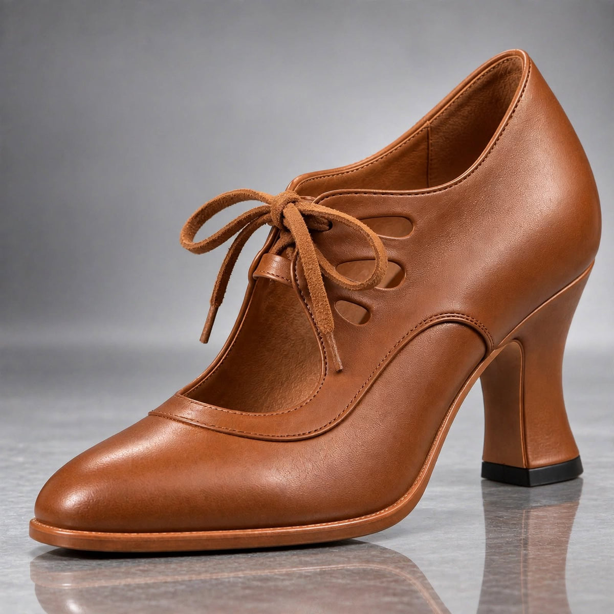 AUDREY™ | Décolleté in Pelle con Lacci e Tacco Curvo