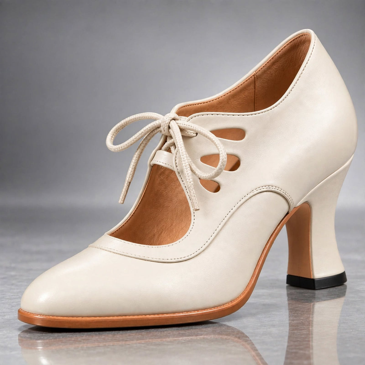 AUDREY™ | Décolleté in Pelle con Lacci e Tacco Curvo