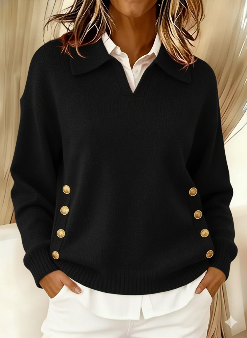 VITTORIA™ | Maglione Polo con Bottoni Dorati