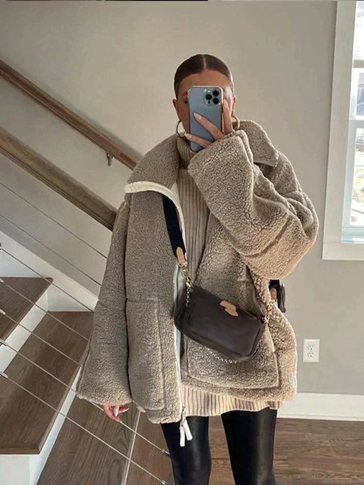 GRAZIA™ | Giacca Teddy Oversize con Collo Alto
