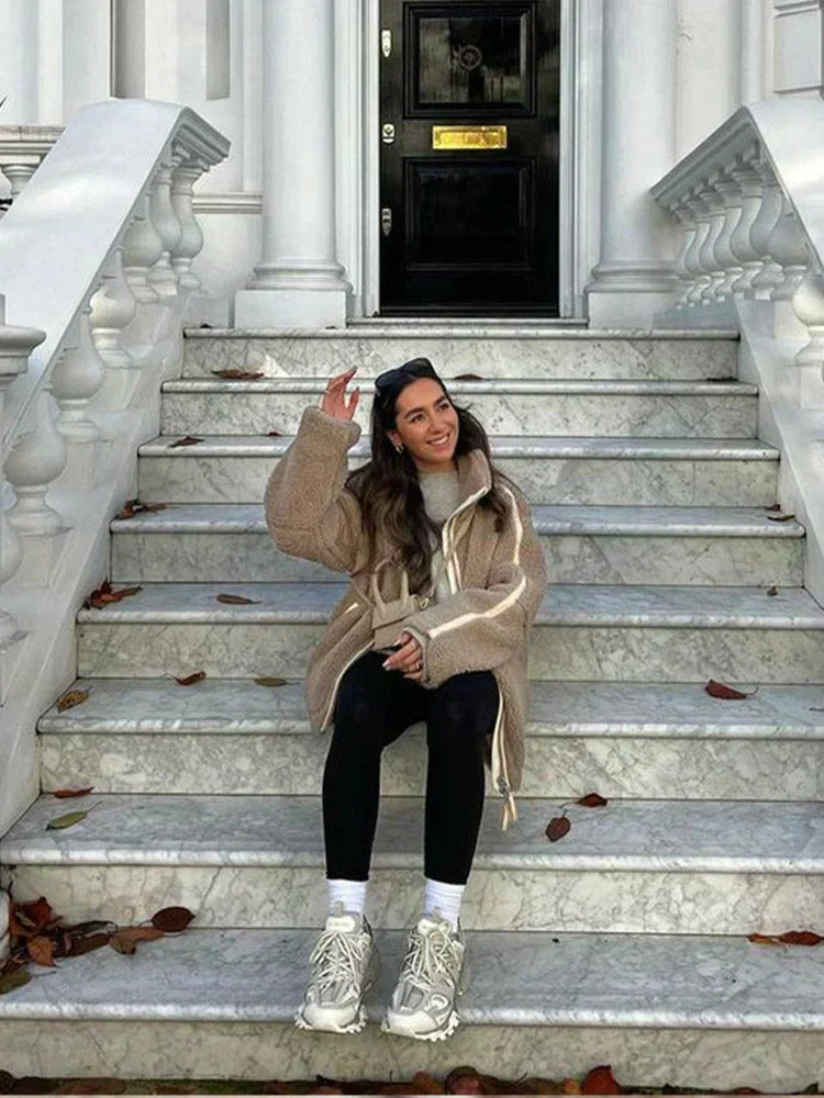 GRAZIA™ | Giacca Teddy Oversize con Collo Alto
