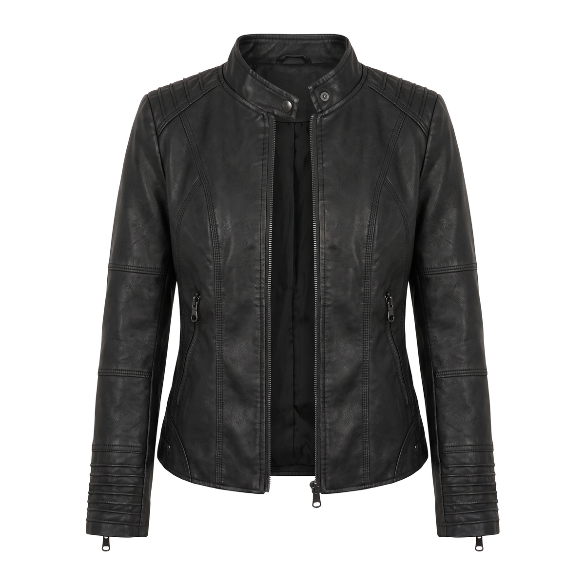 GRAZIANA™ | Giacca Biker con Collo alla Coreana e Spalle Imbottite