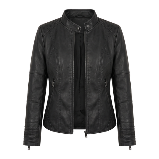 GRAZIANA™ | Giacca Biker con Collo alla Coreana e Spalle Imbottite
