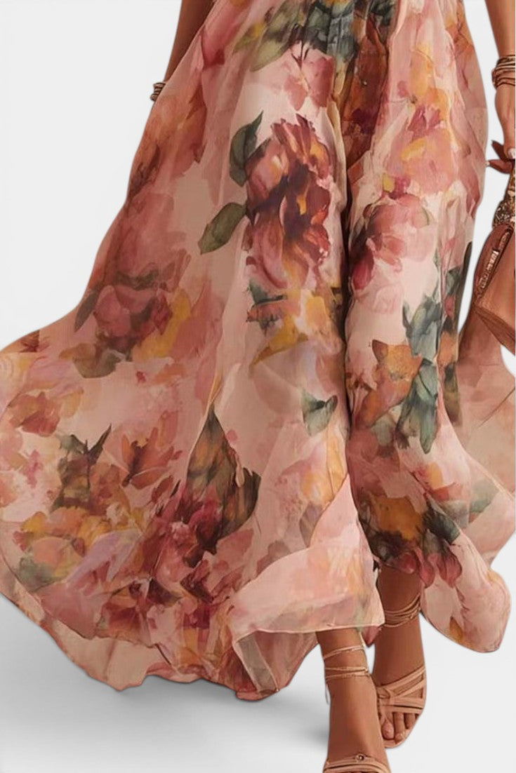 DALIA™ | Abito Lungo Floreale Monospalla