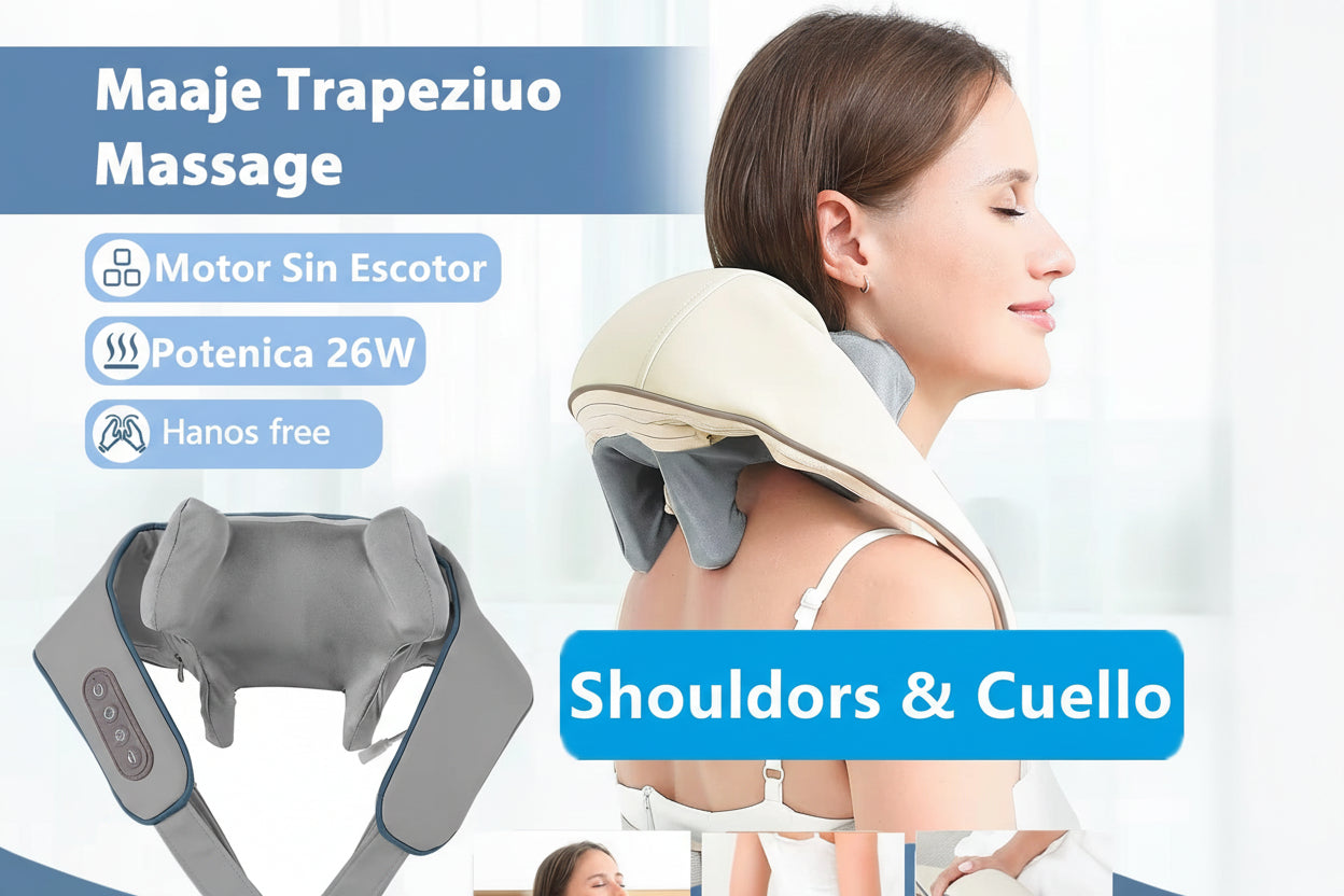 26W Brushless Motor Neck and Shoulder Massager Wireless Shoulder and Back Kneading Massage Shawl Neck Masajeador