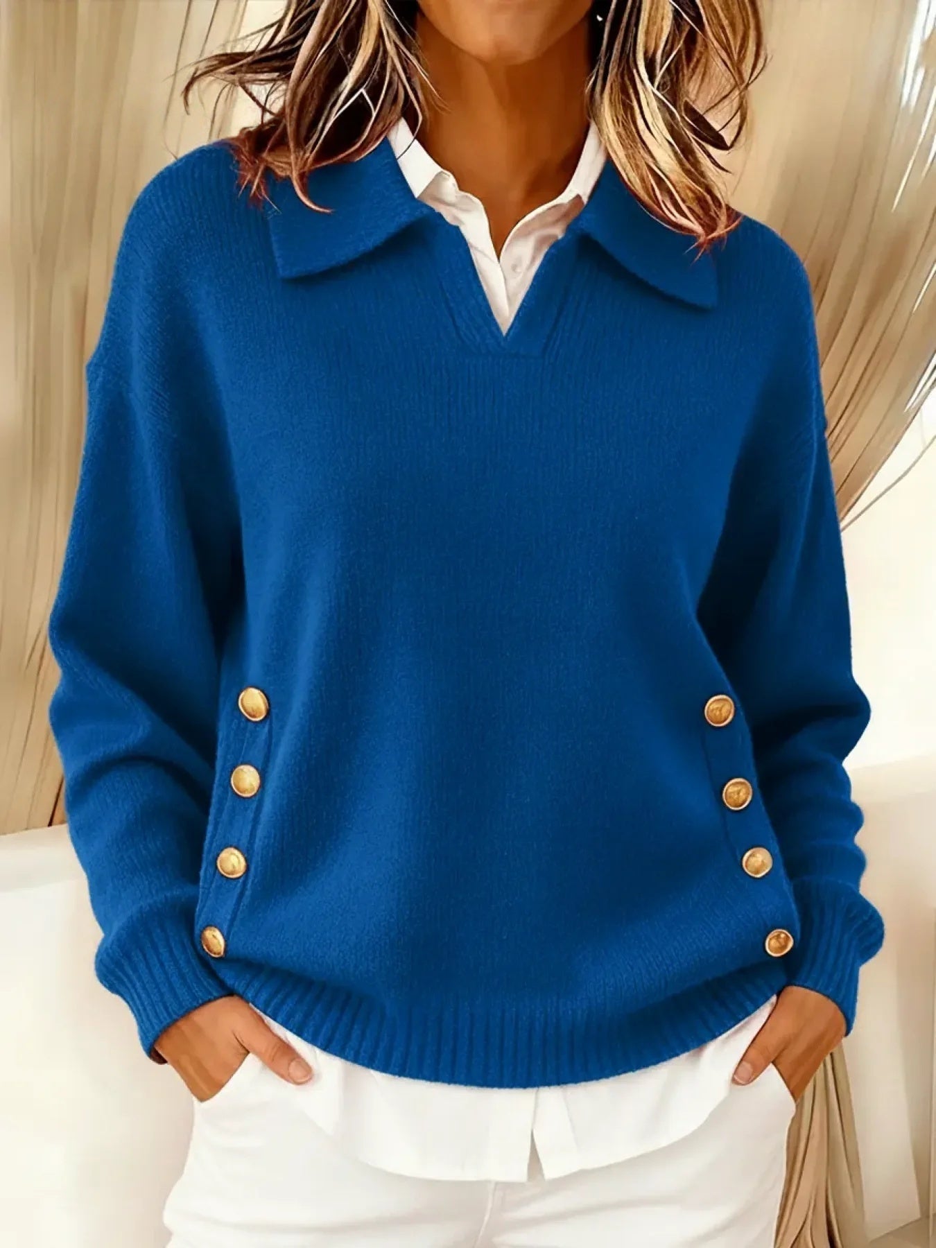 VITTORIA™ | Maglione Polo con Bottoni Dorati