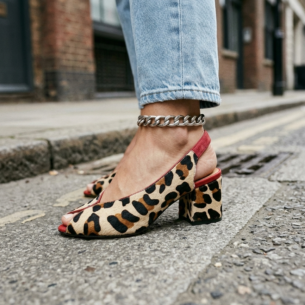 RUTH™ | SANDALI SLINGBACK CON STAMPA LEOPARDATA