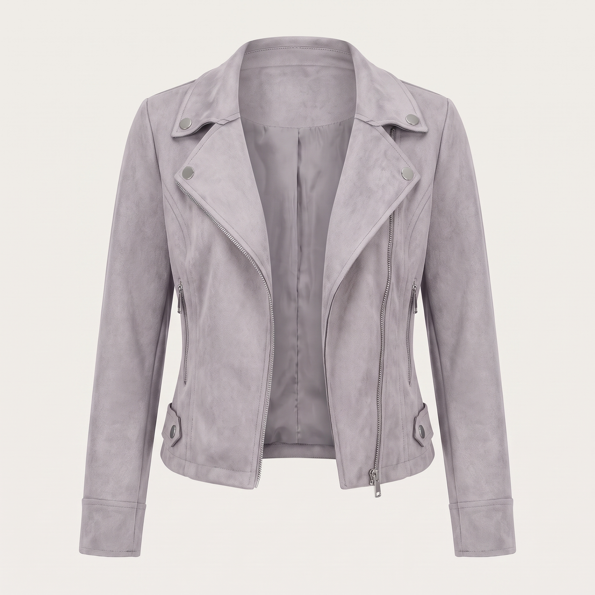 LIA™ | Giacca Corta Effetto Camoscio con Zip Asimmetrica