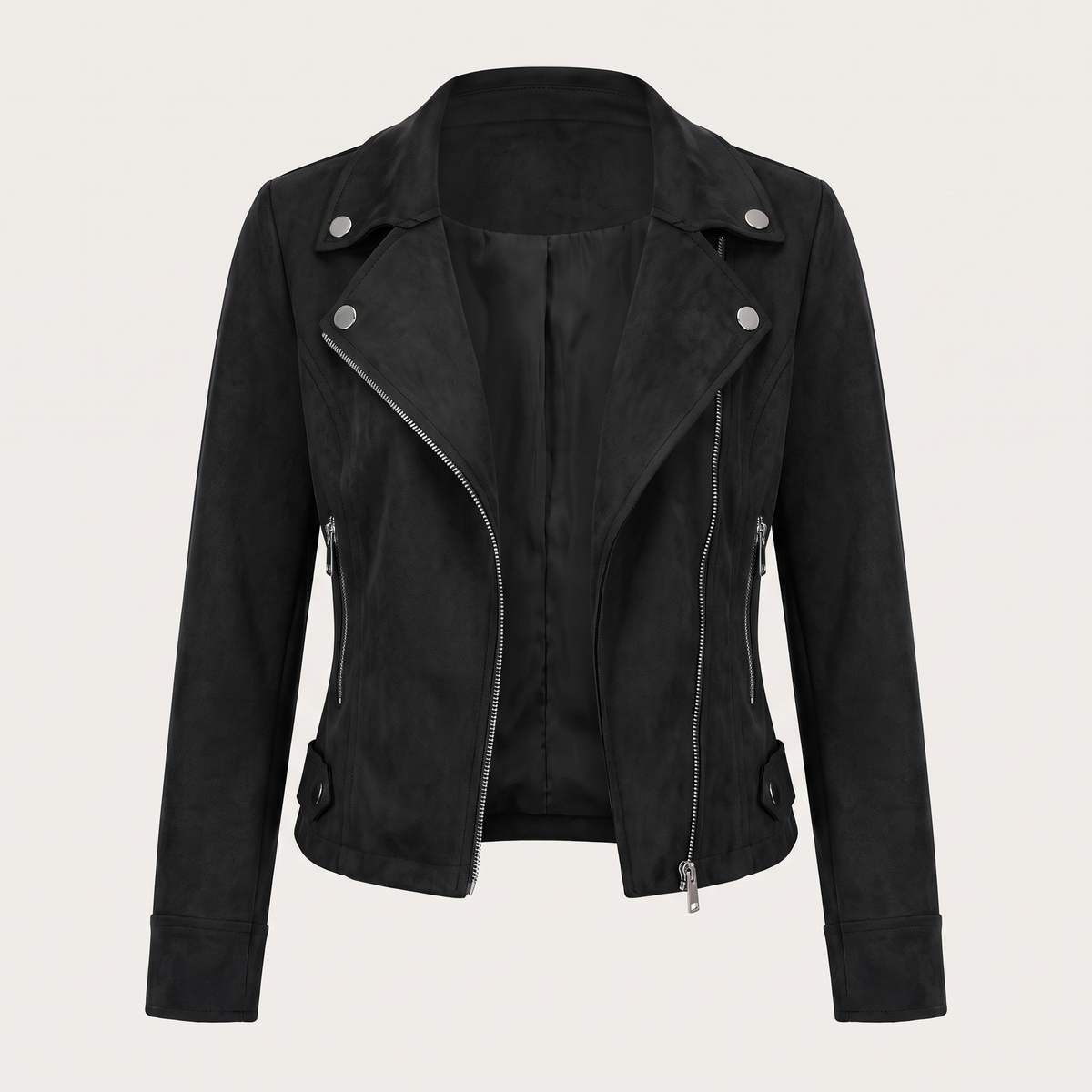 LIA™ | Giacca Corta Effetto Camoscio con Zip Asimmetrica