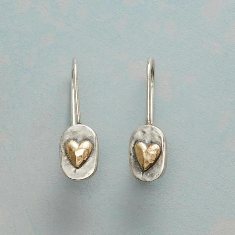 FAUSTA | Orecchini a Forma di Cuore in Argento e Oro