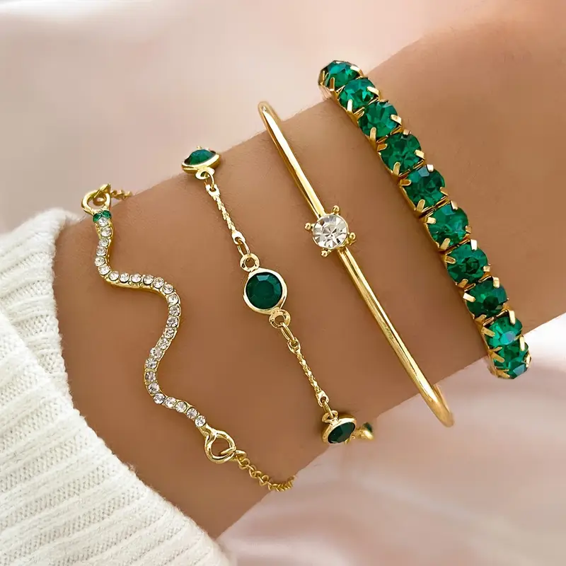 MARIANNA | Set di Bracciali Vintage con Zircone Verde