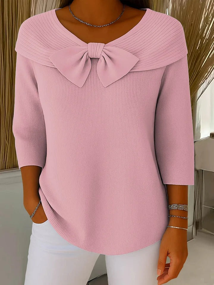SERAFINA™ | Maglione con Fiocco e Scollo Rotondo