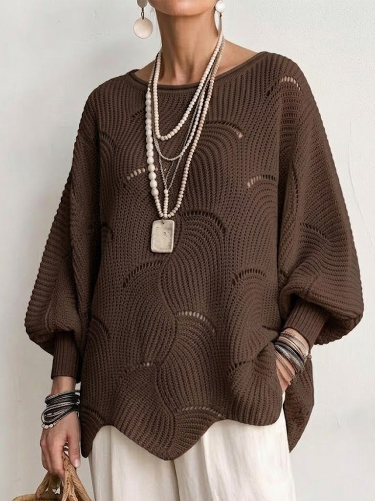 OLGA™ | Maglione Traforato con Manica a Pipistrello