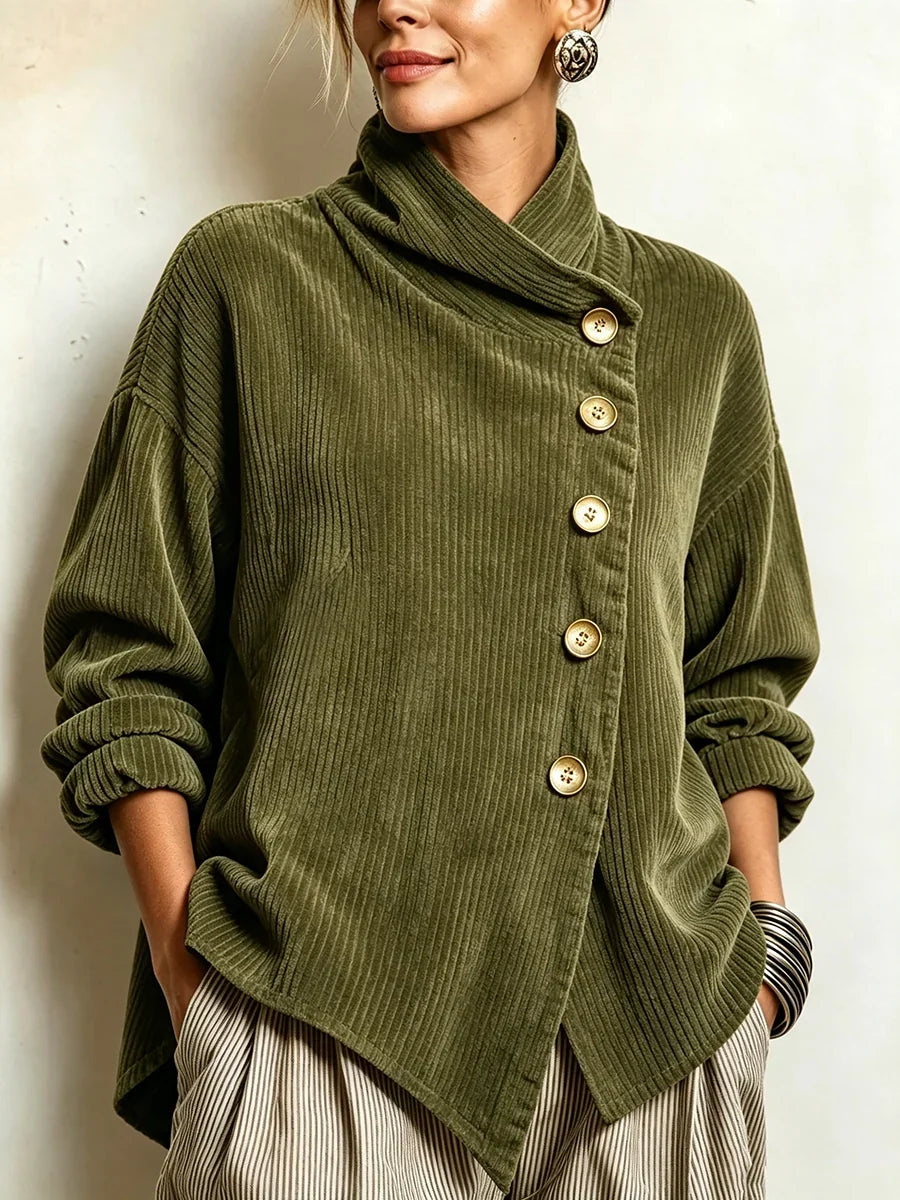 CARLOTTA™ | Camicia in Velluto a Coste con Collo Avvolgente