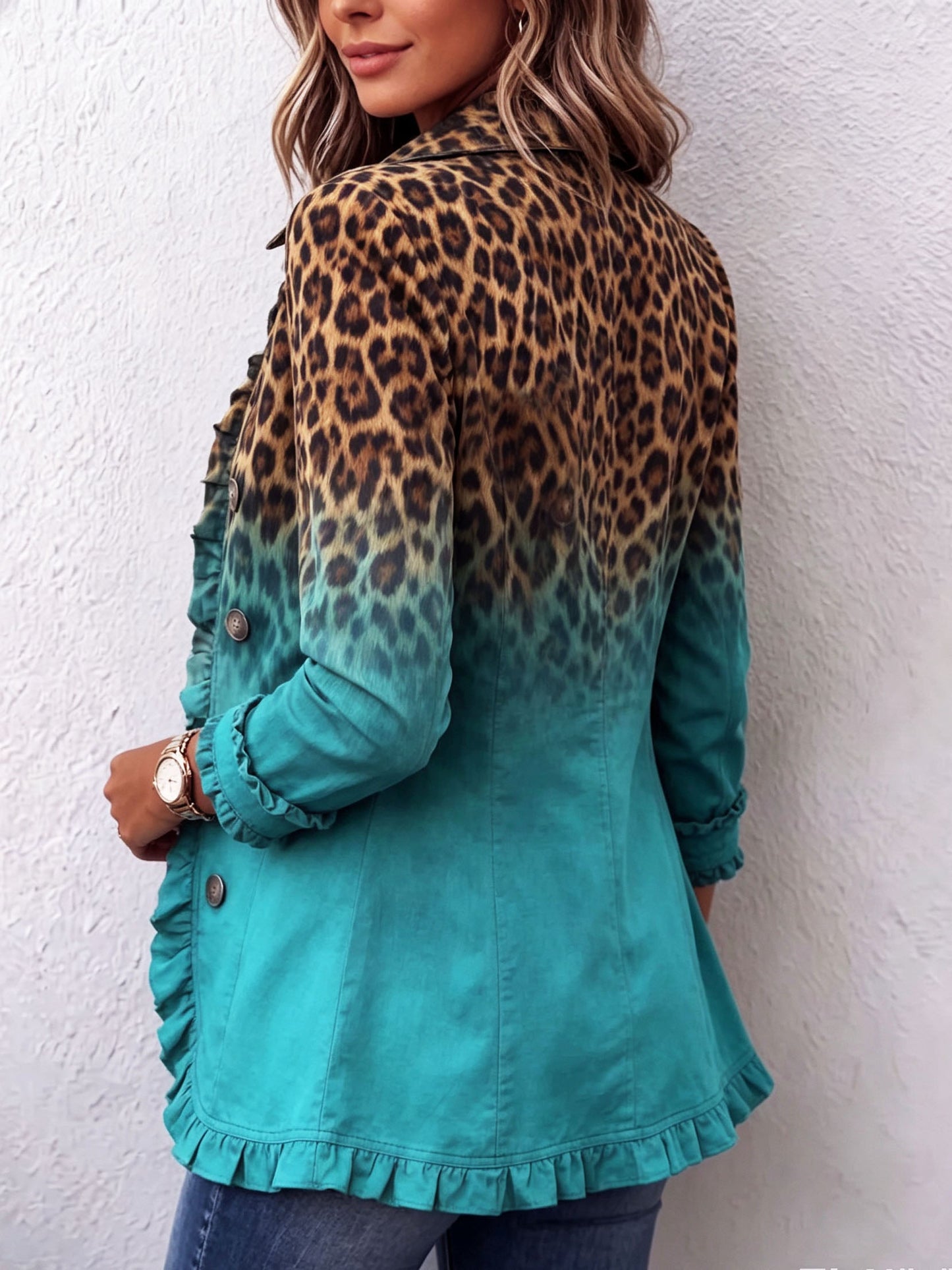 RENATA™ | Blazer Leopardato Sfumato con Volant