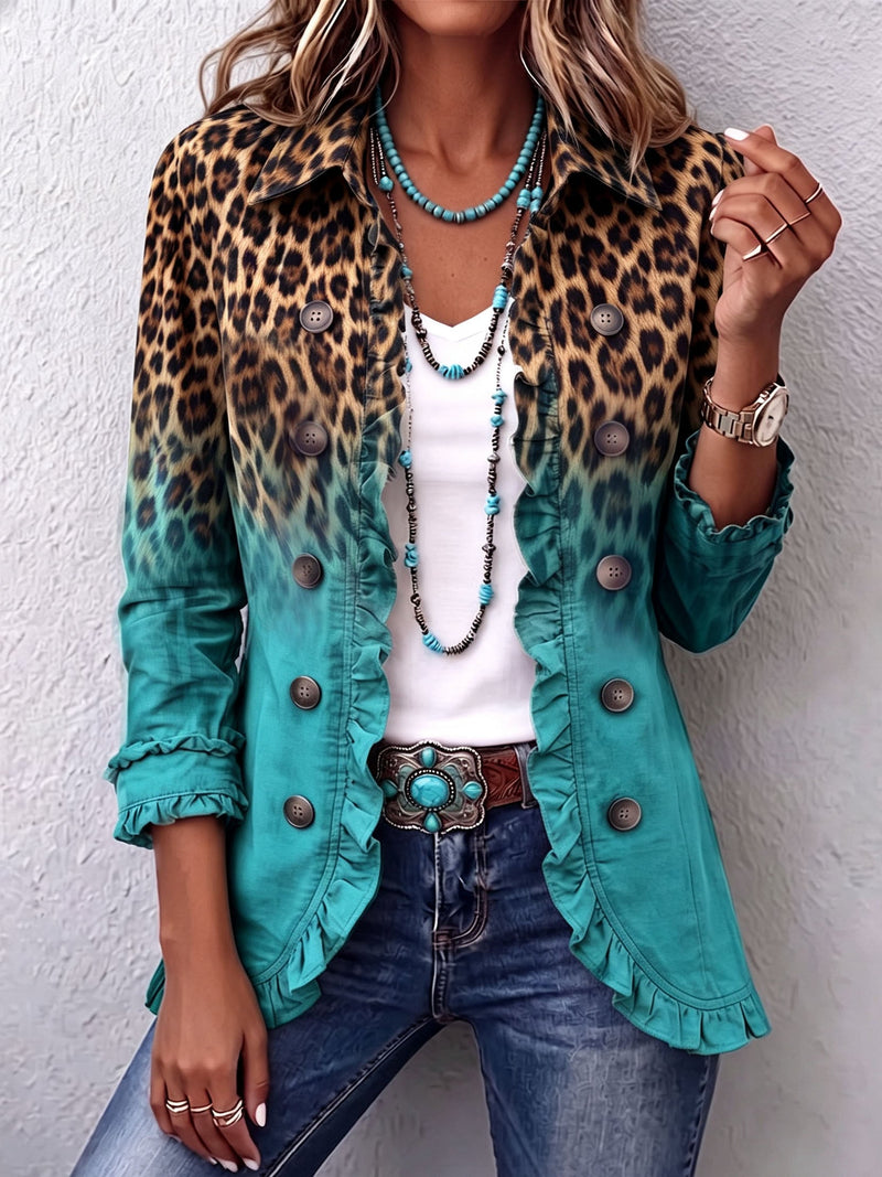 RENATA™ | Blazer Leopardato Sfumato con Volant