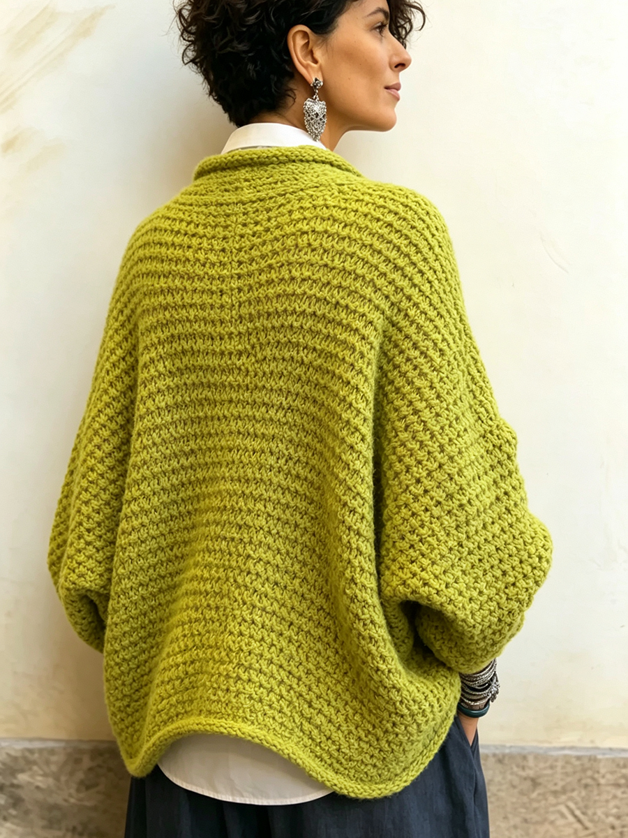 WANDA™ | Maglione Scollo a V Incrociato Manica a Pipistrello