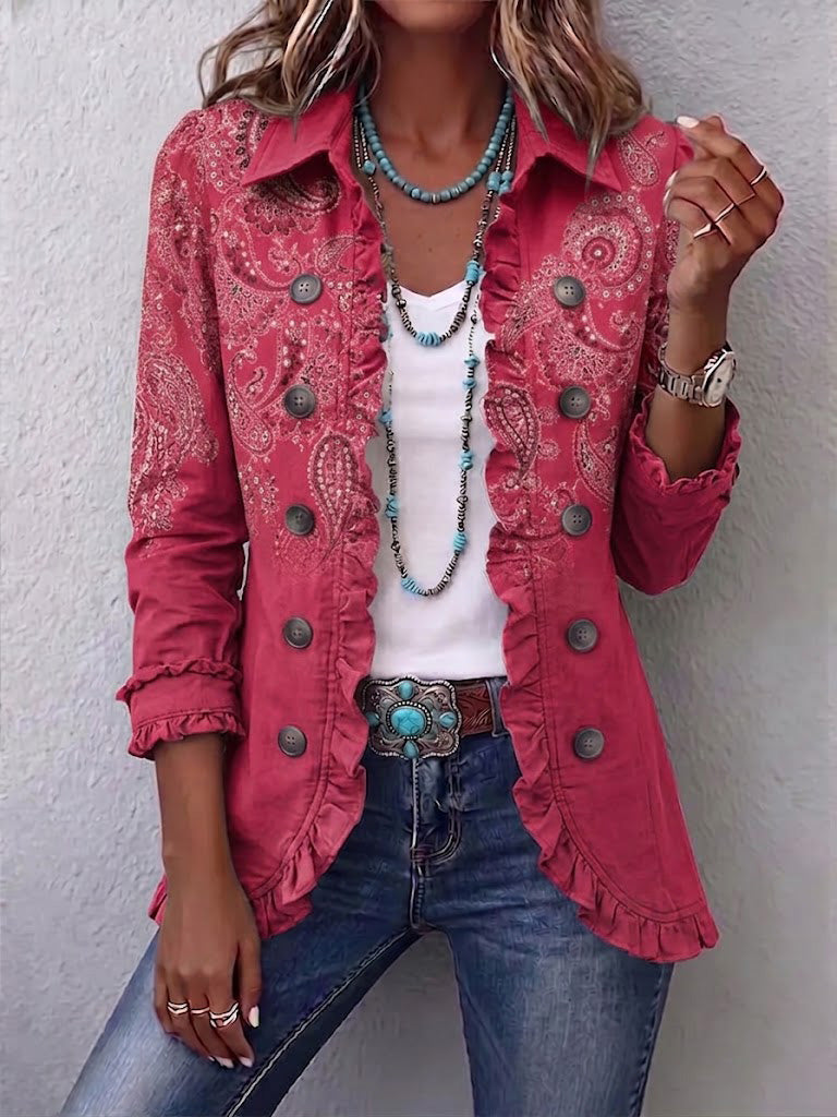ANNA™ | Giacca in cashmere rosa con volant