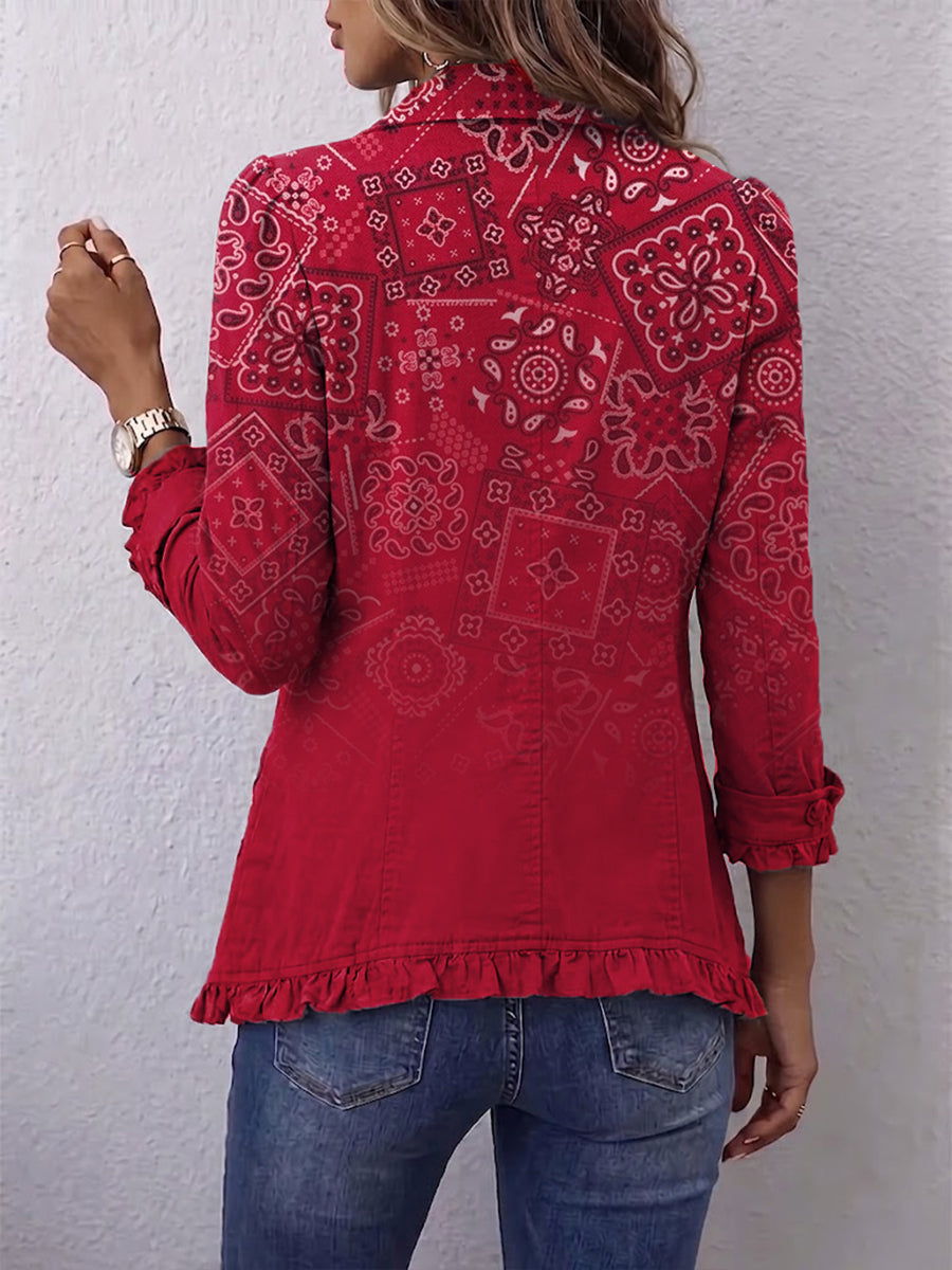 CINZIA™ | Giacca Sfumata in Cashmere con Volant