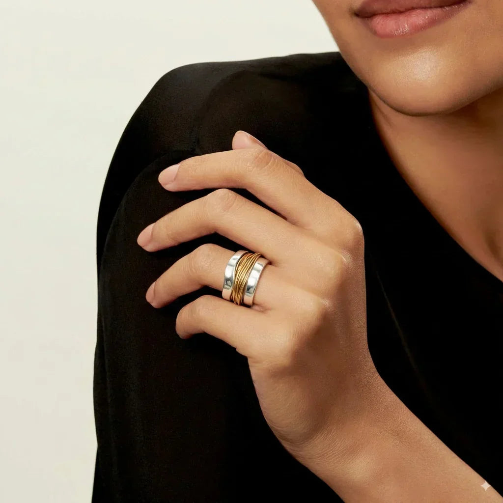Pierina | Anello in Argento con Filo Dorato
