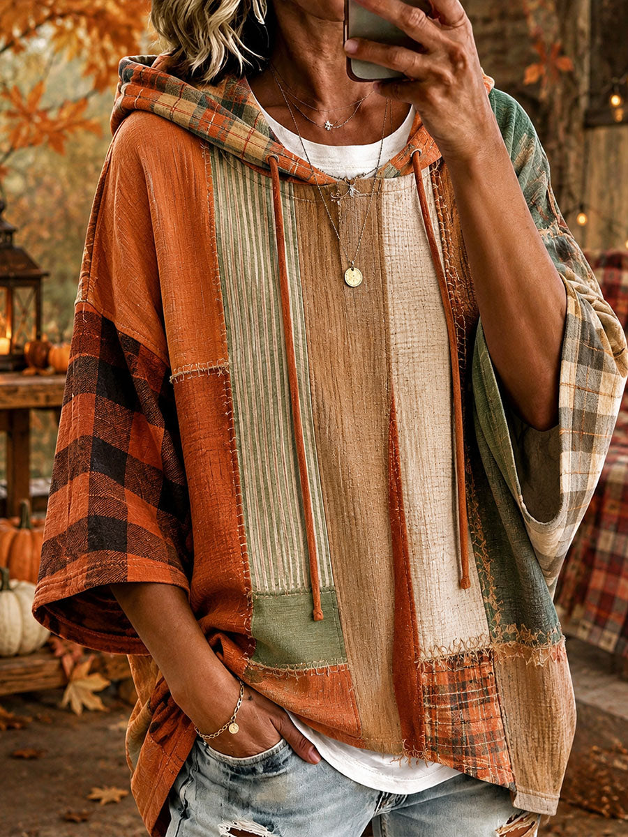 ARMIDA™ | Felpa con Cappuccio Oversize Patchwork a Pannelli Rustici