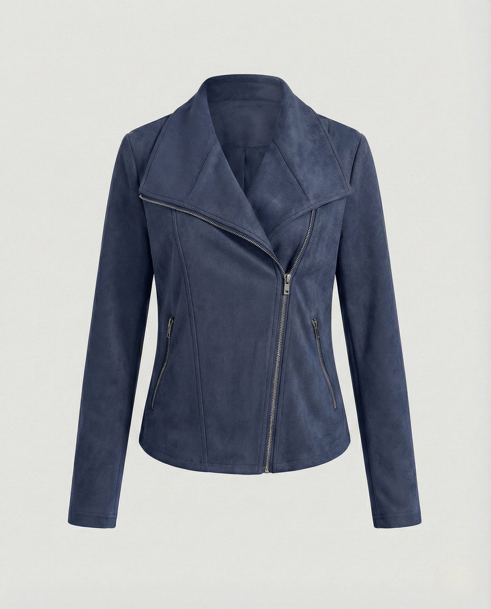 CORINNA™ | Giacca Biker Effetto Camoscio con Zip Asimmetrica